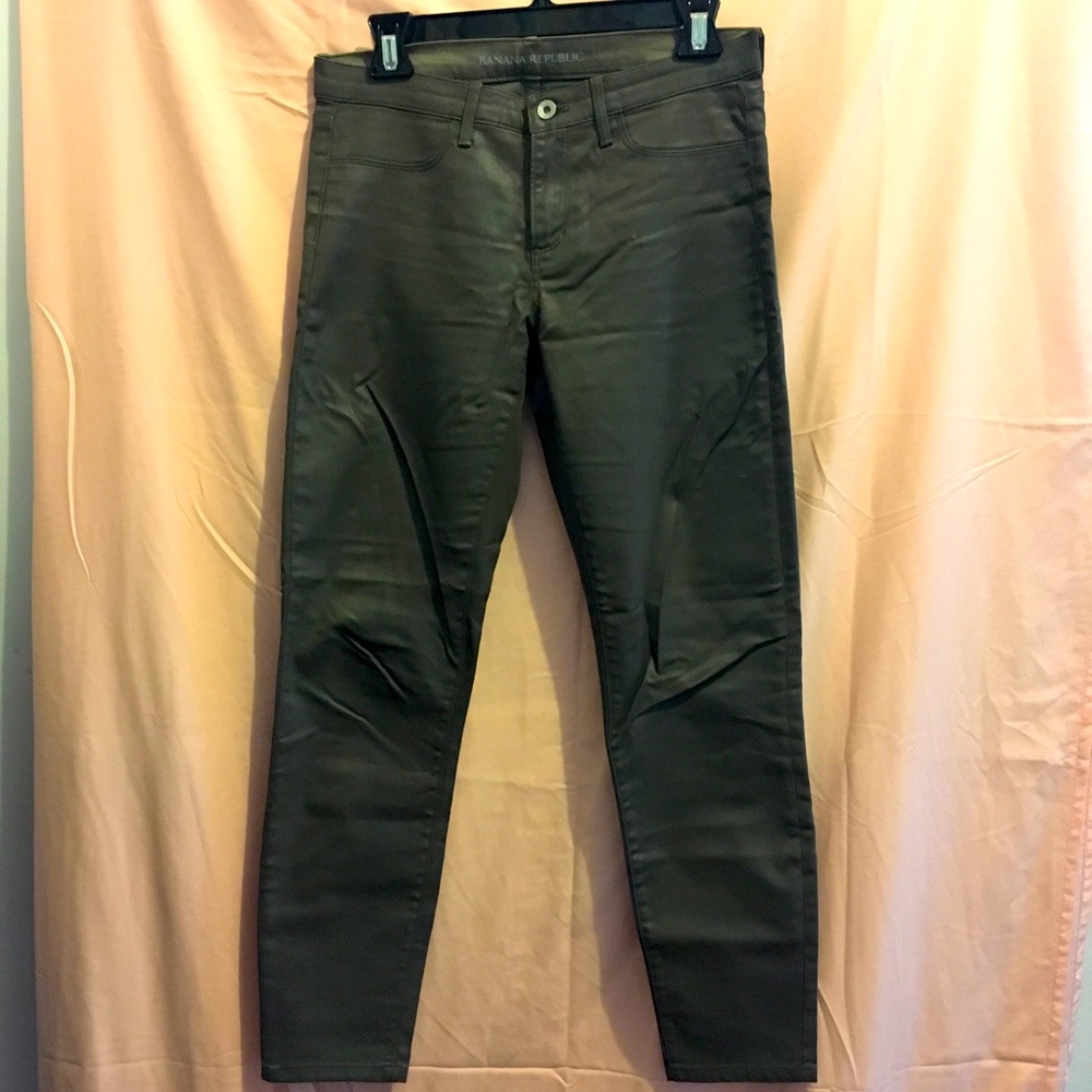 Shiny, coated olive skinny jeans**3/$20**